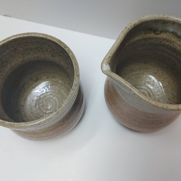 Vintage Studio Pottery Stoneware Jug and Cup Rustic Textured Earthy c1980-90s - Picture 3 of 8